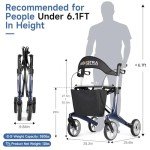 Lightweight Carbon Fiber Rollator Walker for Seniors