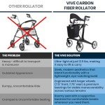 Vive Carbon Ultralight Rollator Walker with Seat