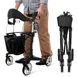 Lightweight Carbon Fiber Rollator Walker with Seat