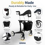 Lightweight Carbon Fiber Rollator Walker with Seat