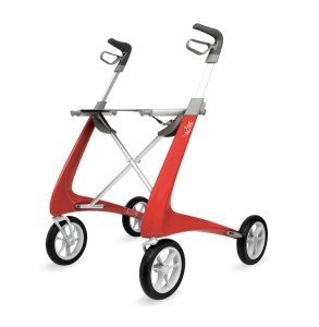 Red Carbon Fiber Rollator with Comfort Seat