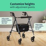 Lightweight Folding Aluminum Rollator Walker - Smoky Blue