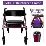 Lightweight JumboTIGER Rollator Walker with Padded Seat