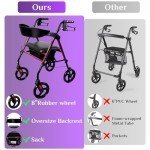 Lightweight JumboTIGER Rollator Walker with Padded Seat