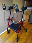 Red Elenker Heavy Duty Upright Rollator with Extra Wide Seat