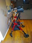 Red Elenker Heavy Duty Upright Rollator with Extra Wide Seat