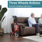 ELENKER Compact 3-Wheel Rollator for Seniors