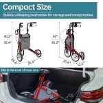 ELENKER Compact 3-Wheel Rollator for Seniors