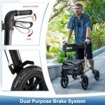 MAXWALK Ultralight Rollator with Seat & Cup Holder