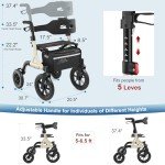 MAXWALK Ultralight Rollator with Seat & Cup Holder