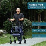 ELENKER Lightweight Upright Rollator with Seat, Blue