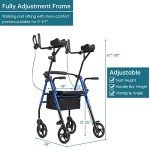 ELENKER Lightweight Upright Rollator with Seat, Blue