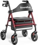 Lightweight Folding Walker with Seat and 8" Wheels