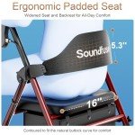 Lightweight Folding Walker with Seat and 8" Wheels