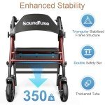 Lightweight Folding Walker with Seat and 8" Wheels