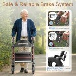Lightweight Folding Walker with Seat and 8" Wheels
