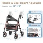 Lightweight Folding Walker with Seat and 8" Wheels