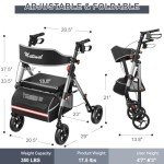 Matinal Ultralight Foldable Rollator Walker with Seat