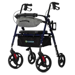 ELENKER Ultralight Rollator Walker with Front Pouch