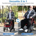 Carbon Ultralight 2-in-1 Rollator Transport Chair