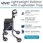 Vive Ultra Lightweight Folding Walker for Seniors