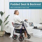 ELENKER Ultralight Rollator Walker with Front Pouch