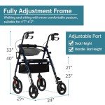 ELENKER Ultralight Rollator Walker with Front Pouch
