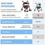 Carbon Ultralight 2-in-1 Rollator Transport Chair