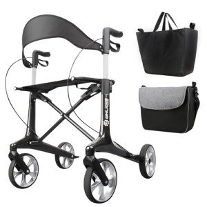 Carbon Ultralight Rollator Walker with Organizer Bags
