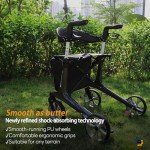 Carbon Ultralight Rollator Walker with Organizer Bags