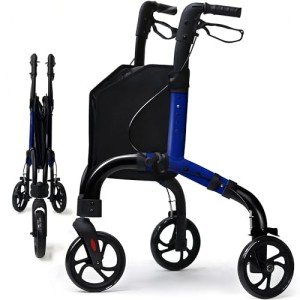 Lightweight 3-Wheel Rollator for Seniors – Blue