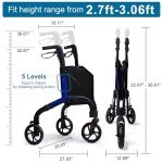 Lightweight 3-Wheel Rollator for Seniors – Blue