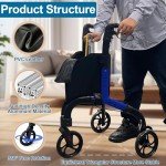 Lightweight 3-Wheel Rollator for Seniors – Blue