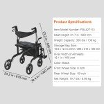 2-in-1 Folding Rollator Walker & Transport Chair