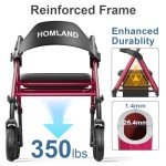Lightweight Foldable Rollator Walker for Seniors
