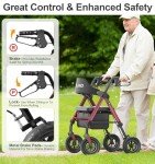 Lightweight Foldable Rollator Walker for Seniors