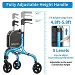 Planetwalk Ultra Lightweight 3-Wheel Rollator Walker