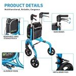 Planetwalk Ultra Lightweight 3-Wheel Rollator Walker