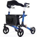 Lightweight Carbon Rollator Walker with Seat - Blue