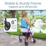 Vive Mobility Ultralight Folding Rollator Walker - Purple