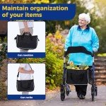 Lightweight Carbon Rollator Walker with Seat - Blue