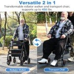2-in-1 Carbon Ultralight Rollator & Transport Chair