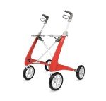 Red Carbon Ultralight Rollator with Regular Seat