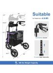 Lightweight Foldable 3-Wheel Rollator Walker with Seat