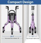 Lightweight Purple 3-Wheel Rollator Walker for Seniors
