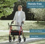 ELENKER Red Carbon Ultralight Rollator with 10" Wheels