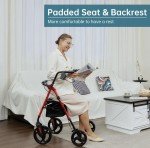 ELENKER Red Carbon Ultralight Rollator with 10" Wheels