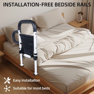 Adjustable Height Bedside Rails for Elderly Support