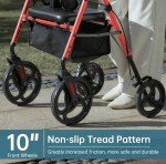 ELENKER Red Carbon Ultralight Rollator with 10" Wheels