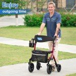 Heavy Duty 300lb Folding Rollator Walker - Red